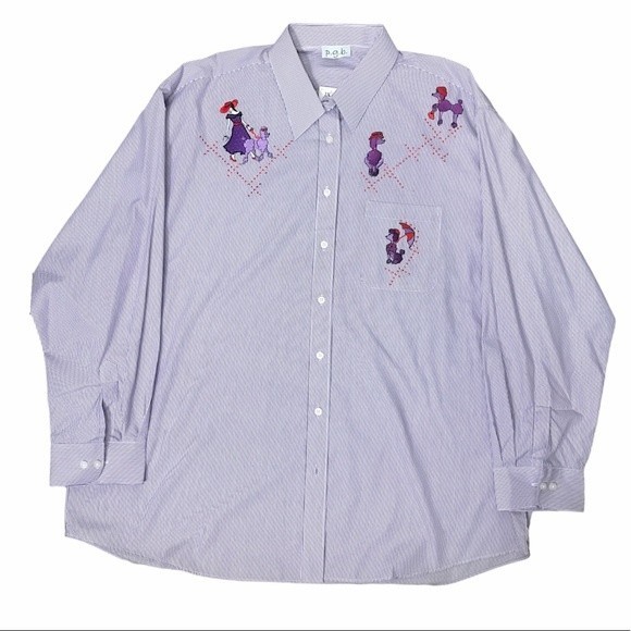 Vintage p.g.b Striped Cotton Button Down Shirt violet,red size 2X - Picture 7 of 16